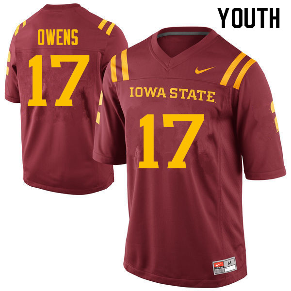 Youth #17 Garrett Owens Iowa State Cyclones College Football Jerseys Sale-Cardinal